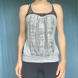 I LOVE NEW YORK Papaya Bedazzled Mesh Tank Top